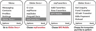 BPI-Globe SMS menu setup 2